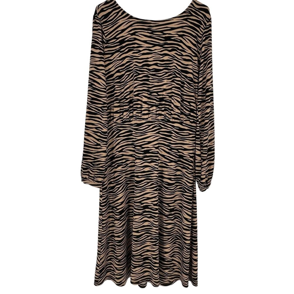 Loft Animal Print Dress Long Sleeve Comfort Women's Size 8 Wrap Style